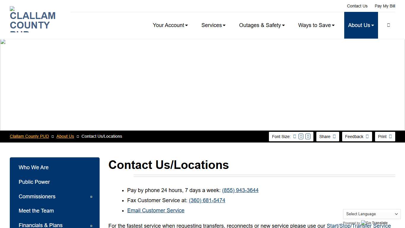 Contact Us/Locations – Clallam County PUD