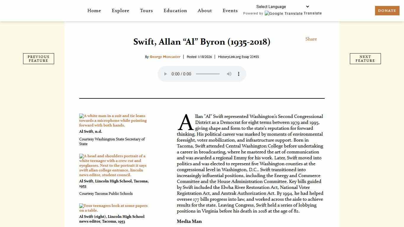 Swift, Allan “Al” Byron (1935-2018) - HistoryLink.org